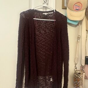 Cloud Chaser Burgundy Cardigan Lightweight Open Knit Sweater